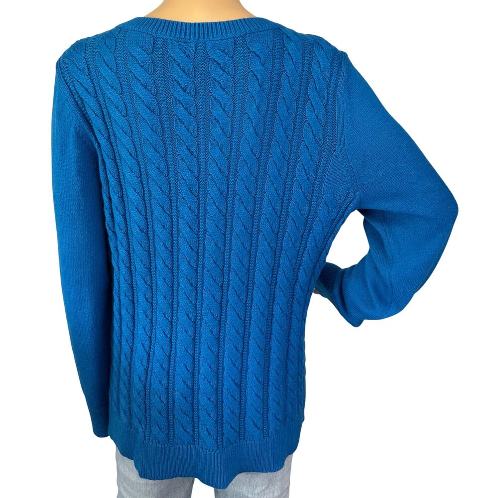 Talbots Soft Cable Knit Crewneck Sweater Blue Size L - Picture 6 of 11